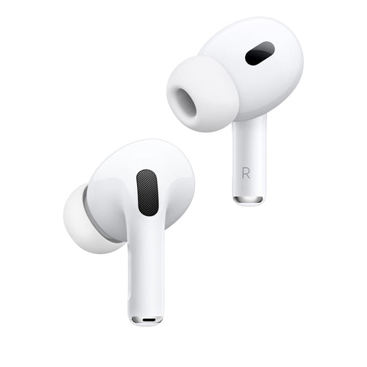 Audífonos inalámbricos AirPods Pro 2 de Apple, audífonos Bluetooth, Cancelación Activa de Ruido, Modo Ambiente, Audio Espacial Personalizado, Sonido de Alta fidelidad, Chip H2, Carga USB-C - Blanco