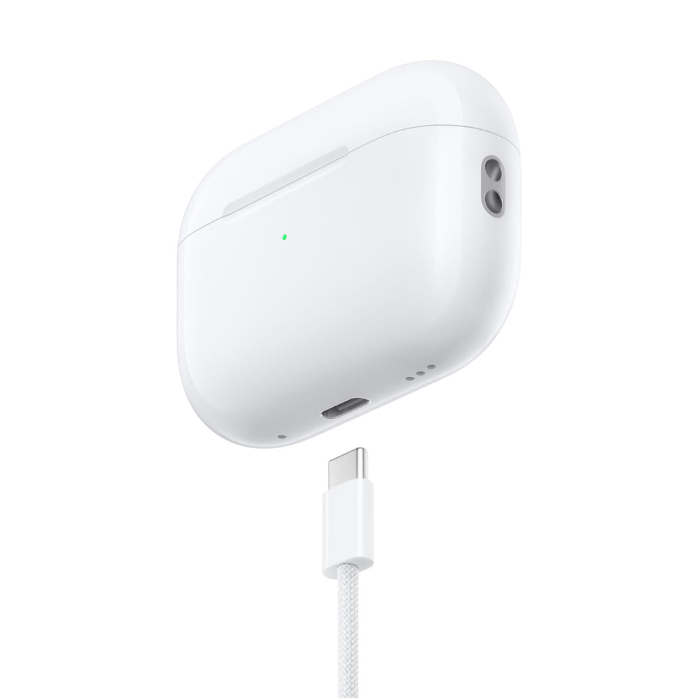 Audífonos inalámbricos AirPods Pro 2 de Apple, audífonos Bluetooth, Cancelación Activa de Ruido, Modo Ambiente, Audio Espacial Personalizado, Sonido de Alta fidelidad, Chip H2, Carga USB-C - Blanco