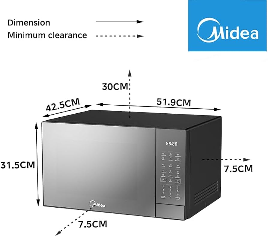 Midea MMDK14S2MB Horno de Microondas 1.4 Pies Cúbicos 40L SmartECO Negro Puerta Espejo